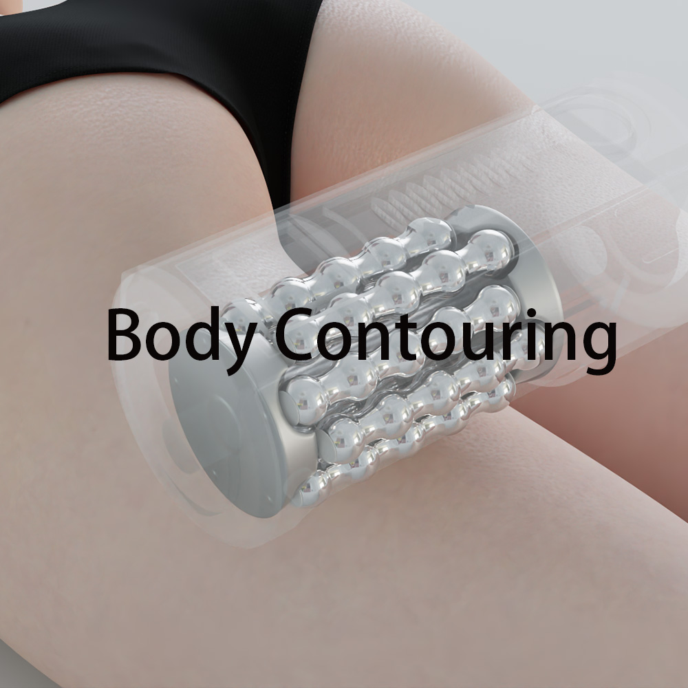 Use the handle of inner ball roller therapy machine for body contouring